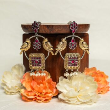 Nita Peacock Chandbali - Maroon