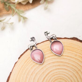 Nitya Deer Stud Earrings - Pink