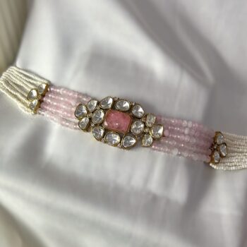 Payal Polki Choker Necklace Set - Pink