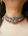 Sadhna Kundan Choker Necklace Set - Magenta