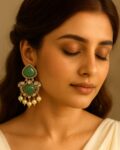 Saisha Polki Doublet Stone Earrings - Sea Green