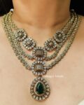 Samiksha 3-Layer AD Necklace Set - Green
