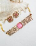Shyama Kundan Choker Necklace Set - Pink