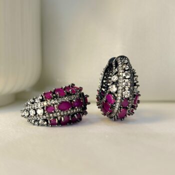 Tinsel CZ Hoop Earrings - Magenta