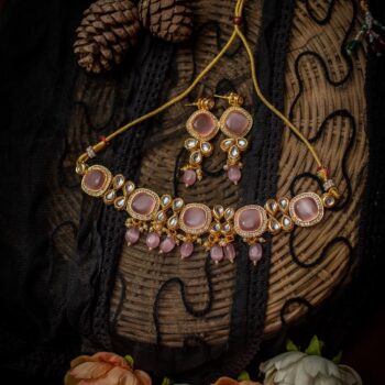 Vivya Kundan Choker Set – Pink