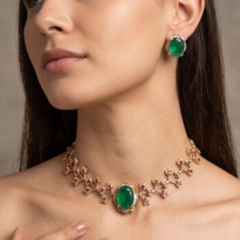 Krisha Emerald Green Branch Necklace Set