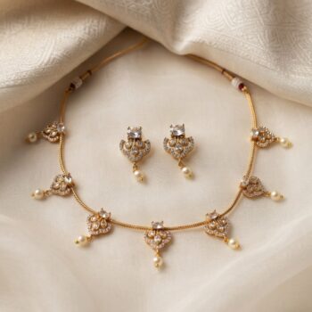 Madhuri Gold-Tone Ethnic Necklace Set - White