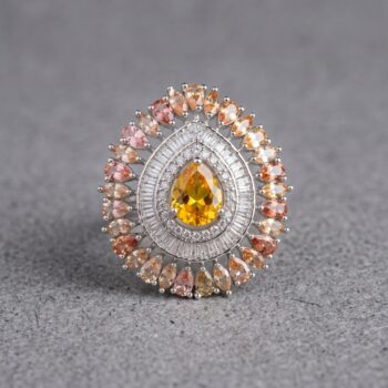 Mishri Pear-Cut Statement Ring - Yellow
