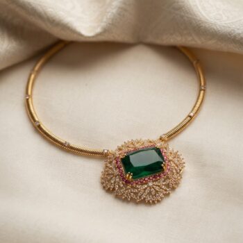 Sarika Emerald Green Statement Necklace Set