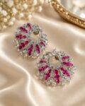 Sidra Ruby Pink CZ Floral Studs