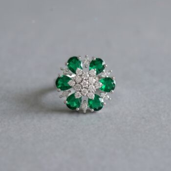 Simone CZ Flower Ring - Green