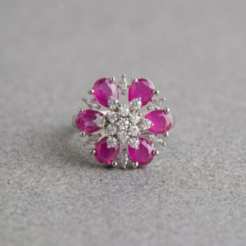 Simone CZ Flower Ring - Magenta