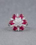 Simone CZ Flower Ring - Red