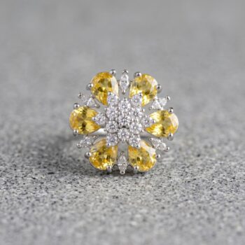 Simone CZ Flower Ring - Yellow