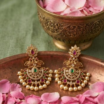 Spruha Gold-Plated Peacock Chandbalis