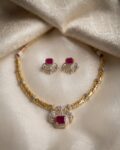 Srishti Gold-Plated Ruby Hasli Necklace Set