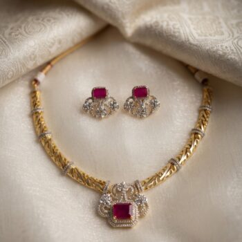 Srishti Gold-Plated Ruby Hasli Necklace Set