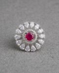 Uma Round CZ Cocktail Ring - Magenta