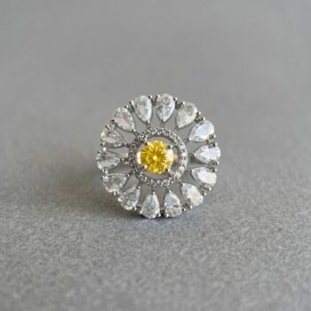 Uma Round CZ Cocktail Ring - Yellow