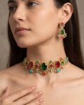 Advika Multicolour Choker Necklace Set - Green