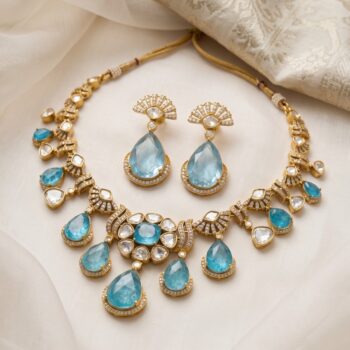 Alnilam Sky Blue Doublet Stone Necklace Set