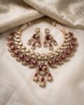 Chavi Intricate Maroon Polki Necklace Set